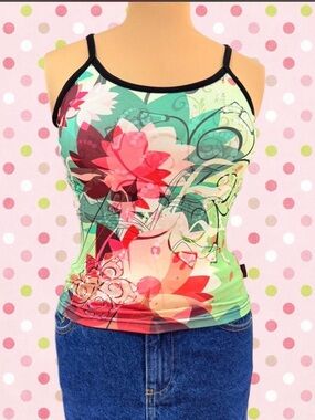 Rare 2000s Y2K Lotus Print Yoga Cami